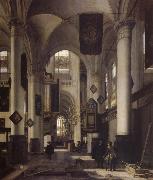 REMBRANDT Harmenszoon van Rijn Interior of a Protestant  Gothic Church with Architectural Elements of the Oude Kerk and Nieuwe Kerk in Amsterdam painting